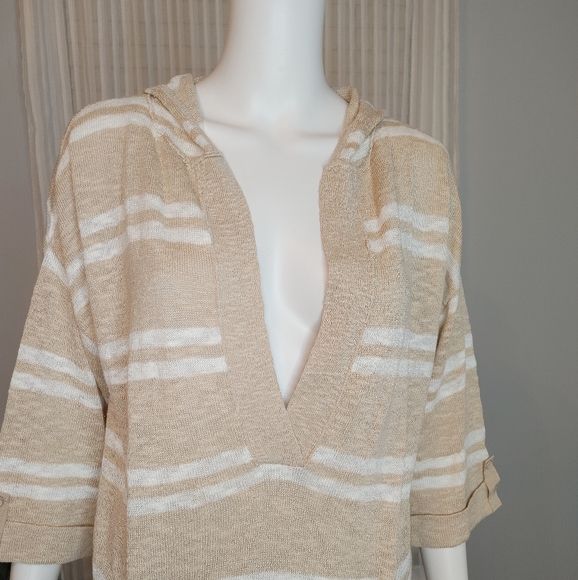 M BY MICHAEL STARS 2012 VINTAGE V-NECK HOODIE. STRIPED SIZE 1 (FITS LIKE M/L) - Picture 2 of 11